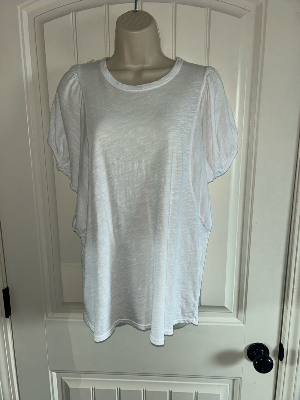 NWT Self Contrast Relaxed White Short Sleeve Crewneck Tee Sz XS